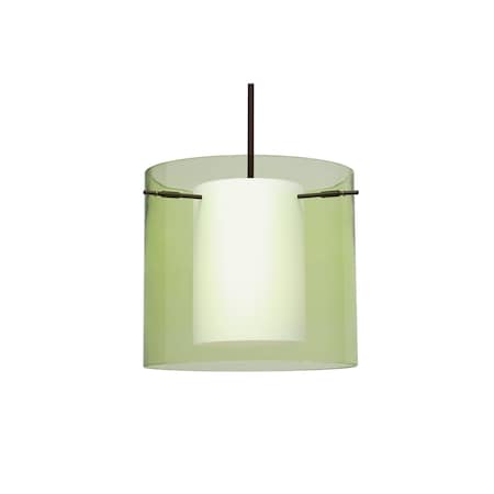 Besa Lighting Pahu 12 Stem Pendant, Trans. Olive/Opal, Bronze Finish, 1x100W Incandescent 1TT-L18407-BR